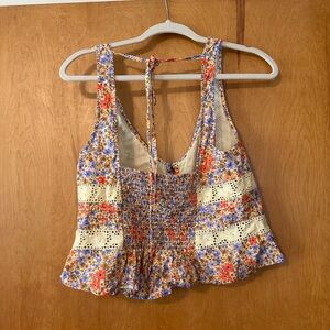Free People Floral Crochet Tank Top - Multicolor